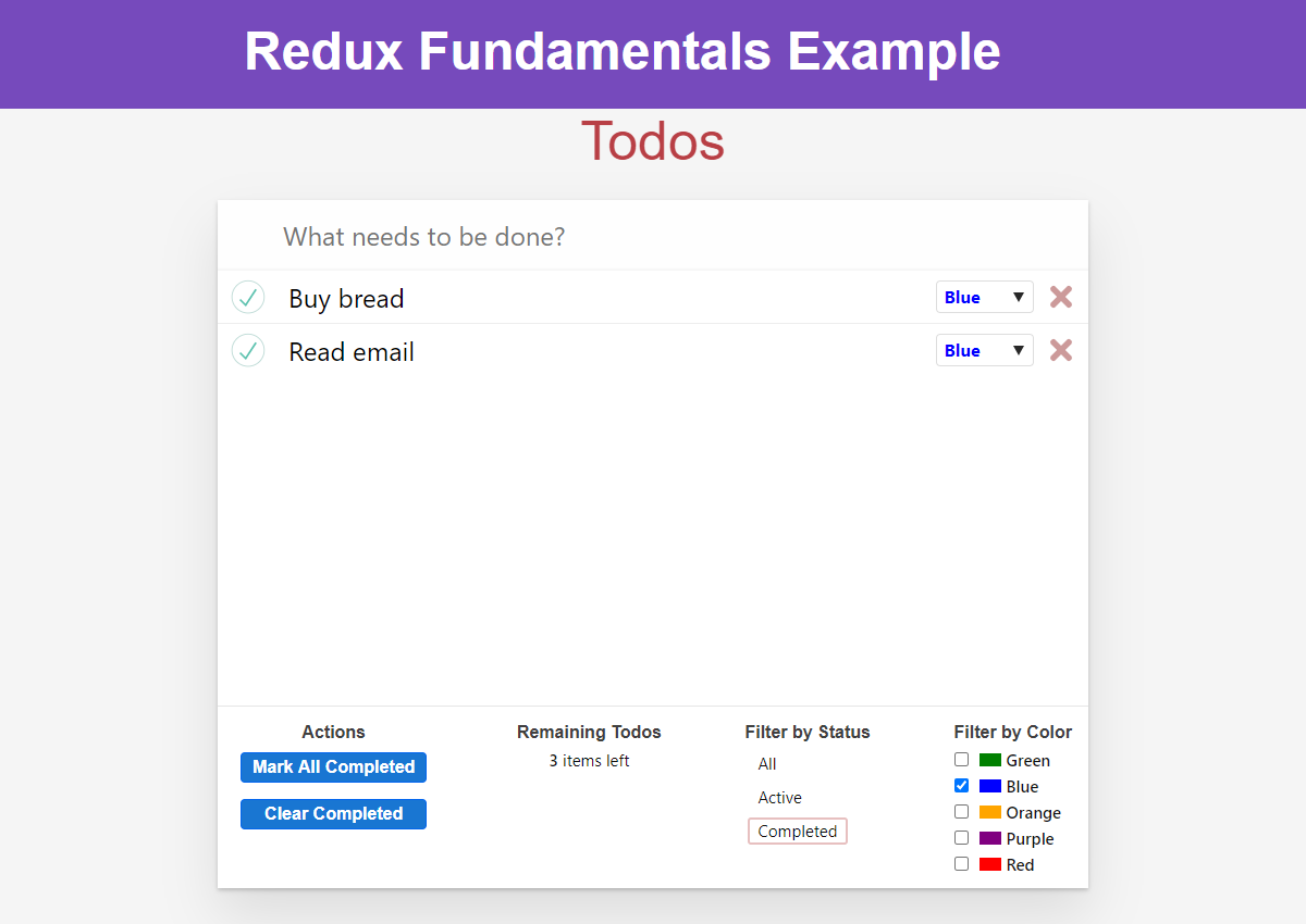 Todo app - status and color filters